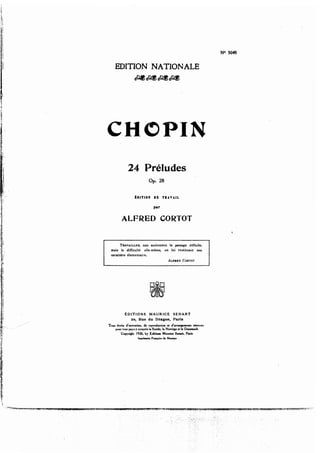 Frederic chopin   alfred cortot - edition de travail - 24 préludes