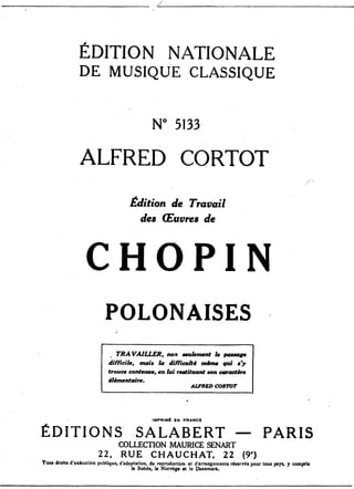 Frederic chopin   alfred cortot - edition de travail - polonaises
