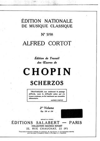 Frederic chopin   alfred cortot - edition de travail - scherzos - 2eme volume