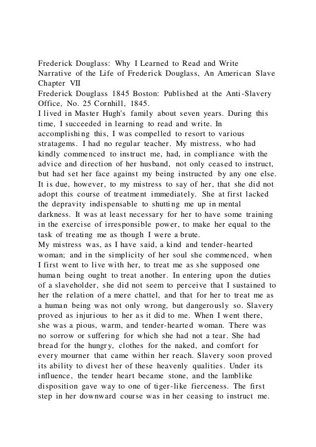 Frederick douglass why i learned to read and write narrative of