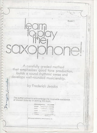 Frederick Jacobs Learn to Play Sax Book 1
