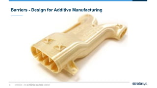 13 STRATASYS / THE 3D PRINTING SOLUTIONS COMPANY
Barriers - Design for Additive Manufacturing
 