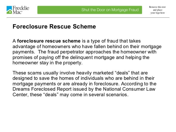 Fred Mac Avoid Foreclosure Rescue Schemes