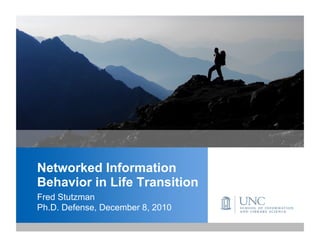 Networked Information
Behavior in Life Transition
Fred Stutzman
Ph.D. Defense, December 8, 2010
 
