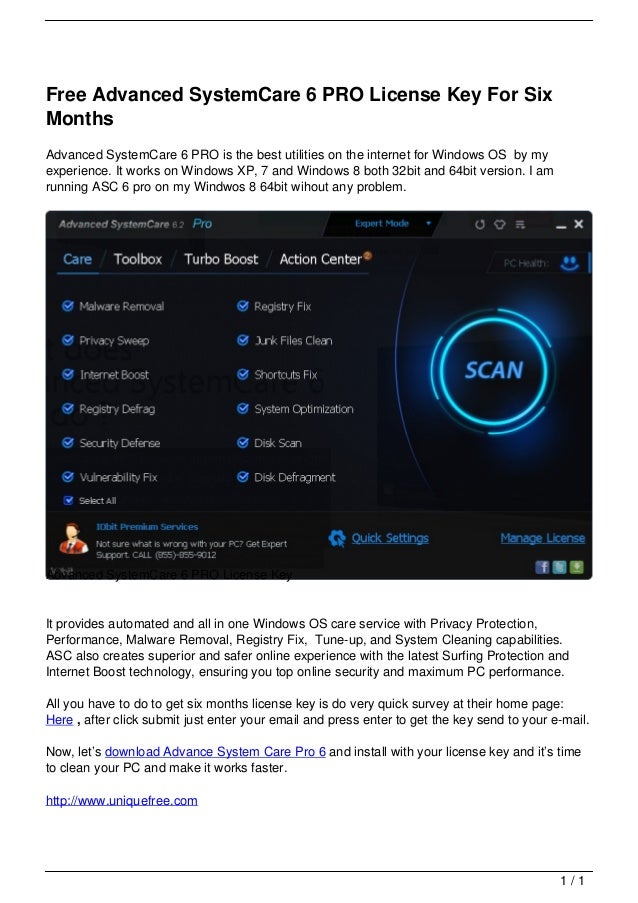 Free advanced-systemcare-6-pro-license-key-for-six-months