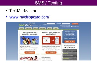 SMS / Texting TextMarks.com www.mydropcard.com   