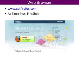 Web Browser www.getfirefox.com AdBlock Plus, FireShot  