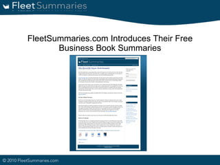 FleetSummaries.com Introduces Their Free Business Book Summaries 