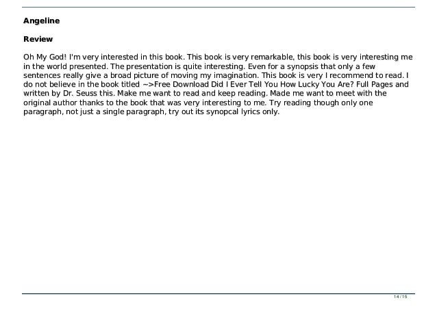 Free Download Did I Ever Tell You How Lucky You Are Full Pages