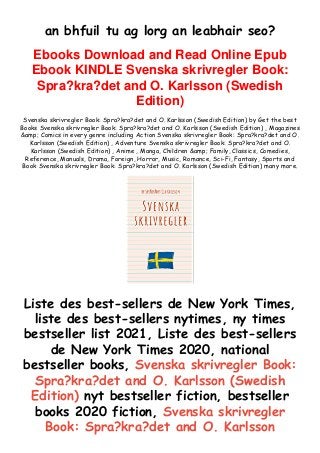 Free Download Epub Svenska Skrivregler Book Spra Kra Det And O