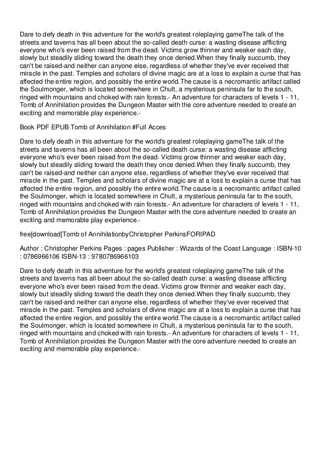 Free Download Tomb Of Annihilationbychristopher Perkinsforipad