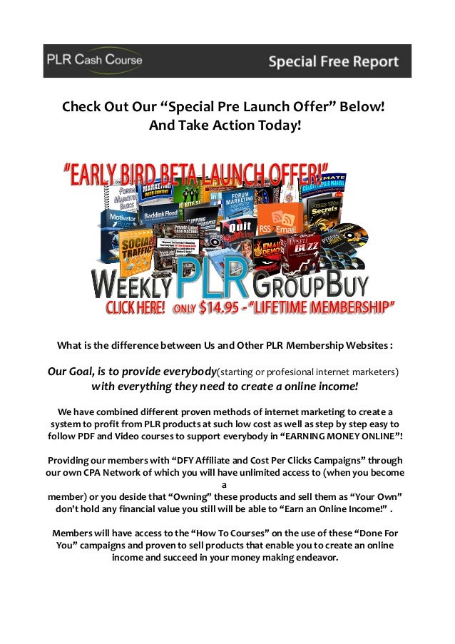 Plr Cash Course Discover How To Turn Free Products Into Money - 