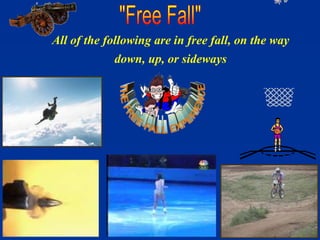 All of the following are in free fall, on the way
down, up, or sideways
 