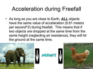 Acceleration during Freefall ,[object Object],a=9.81m/s^2 