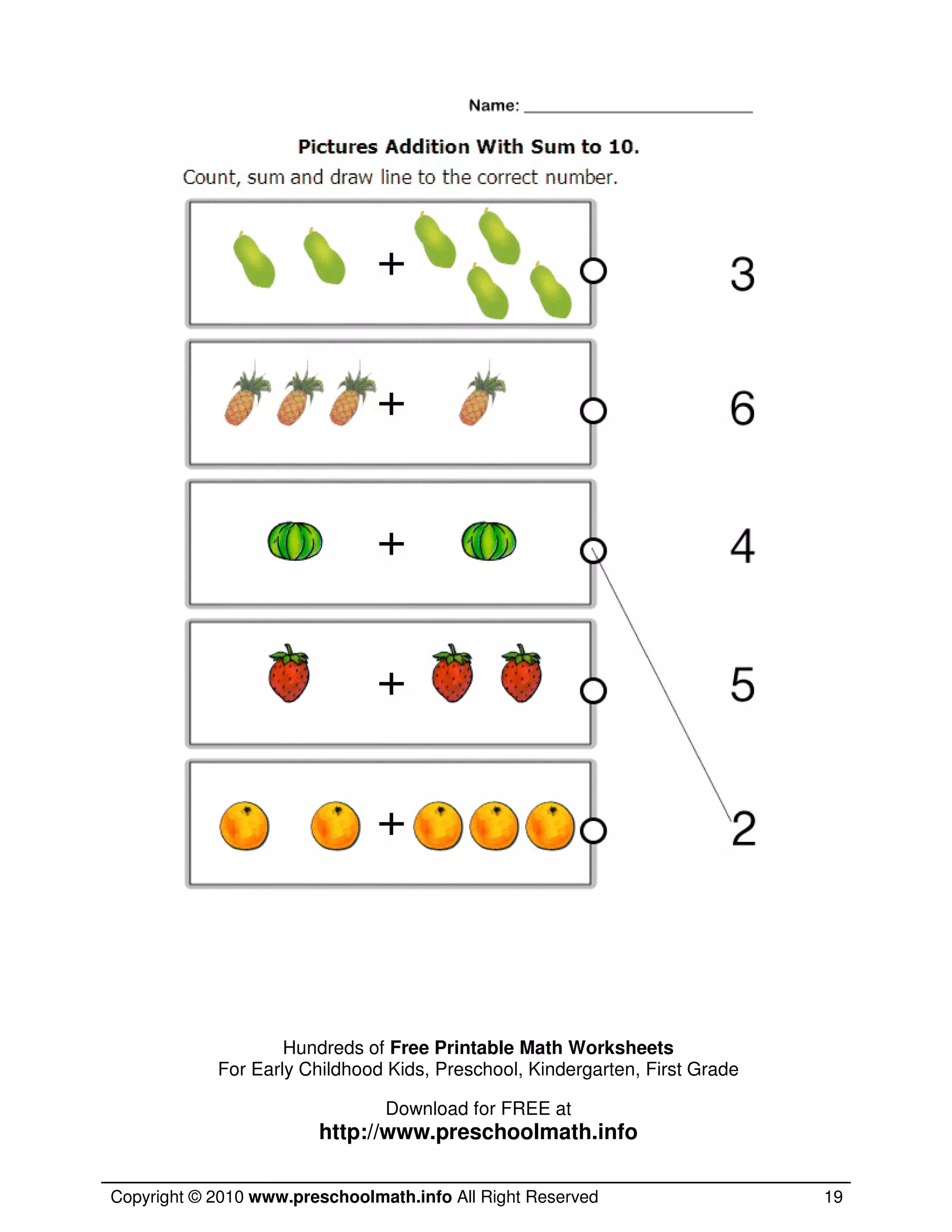 Math Worksheets For Kindergarten and Preschool | PDF