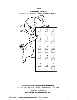 math worksheets for kindergarten and preschool