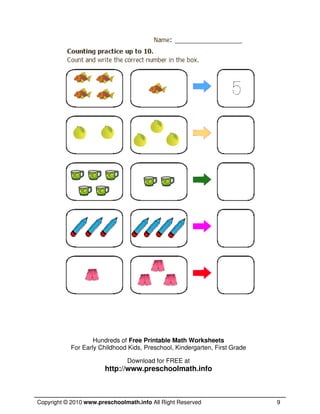 Kindergarten print and go math worksheets book