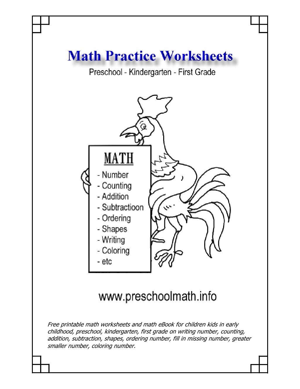 Math Worksheets For Kindergarten and Preschool