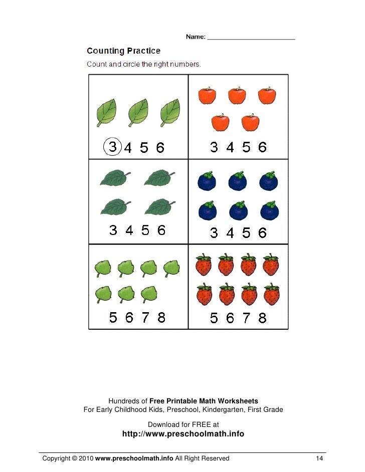 math worksheets for kindergarten and preschool