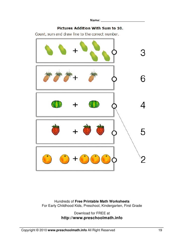 math worksheets for kindergarten and preschool