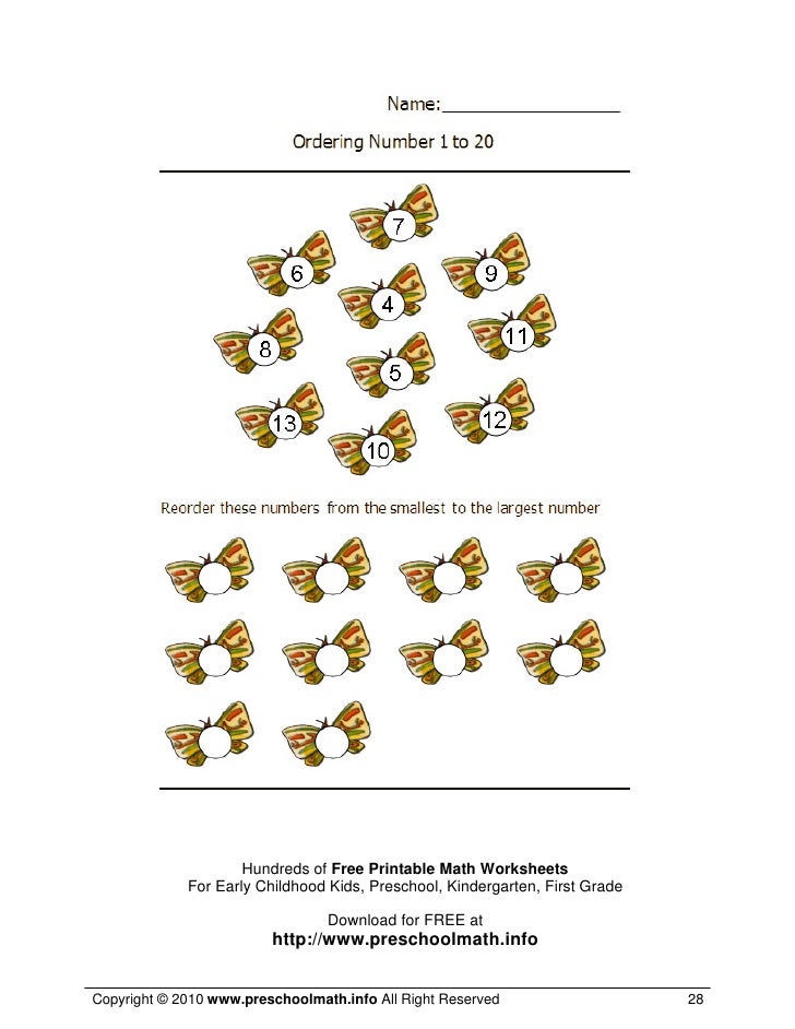 math worksheets for kindergarten and preschool