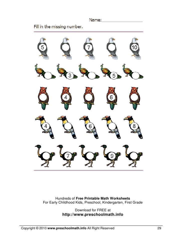 math worksheets for kindergarten and preschool