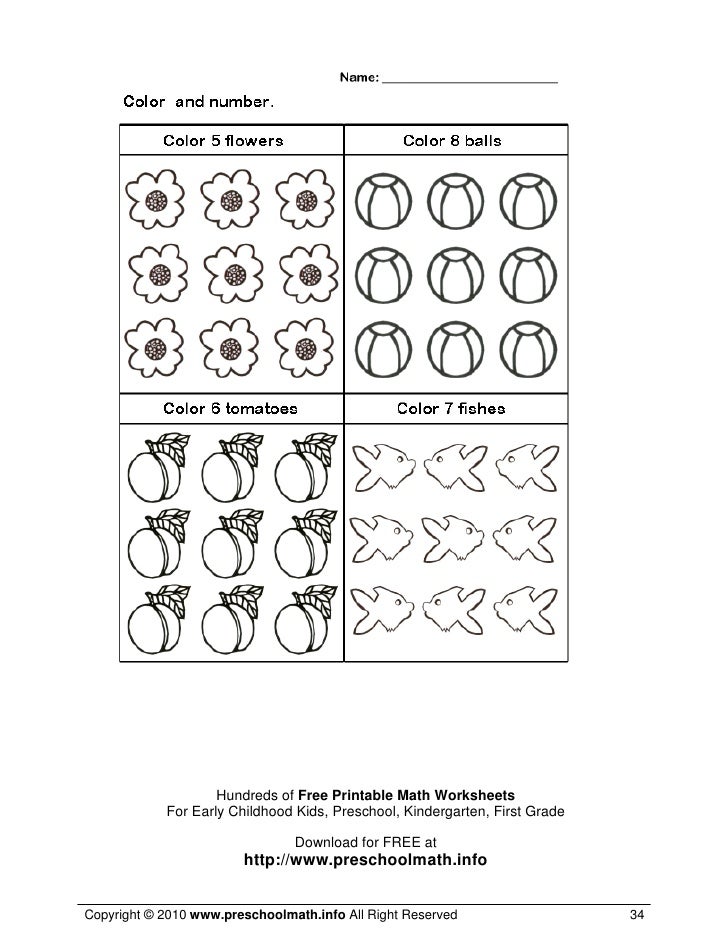 math worksheets for kindergarten and preschool