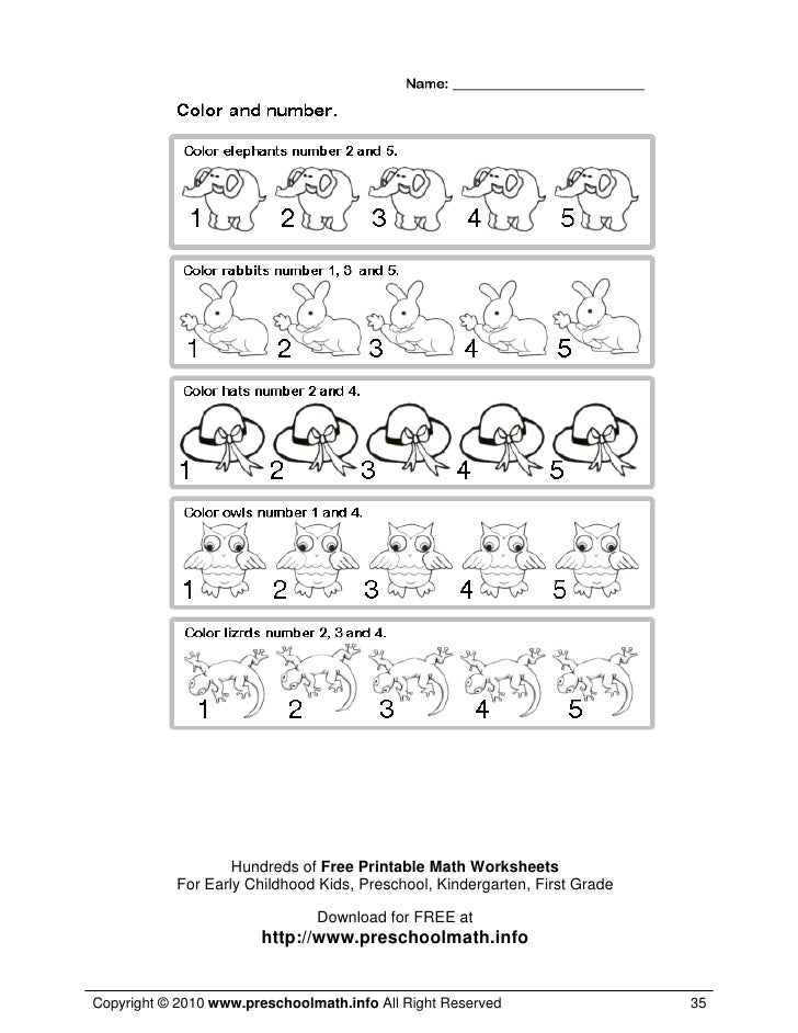 math worksheets for kindergarten and preschool