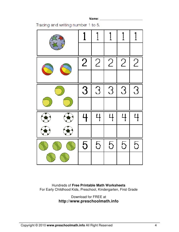 Math worksheets for kindergarten