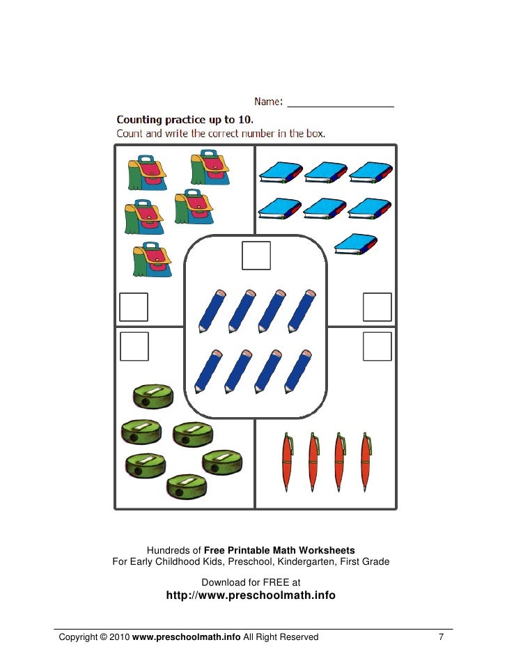 math worksheets for kindergarten and preschool
