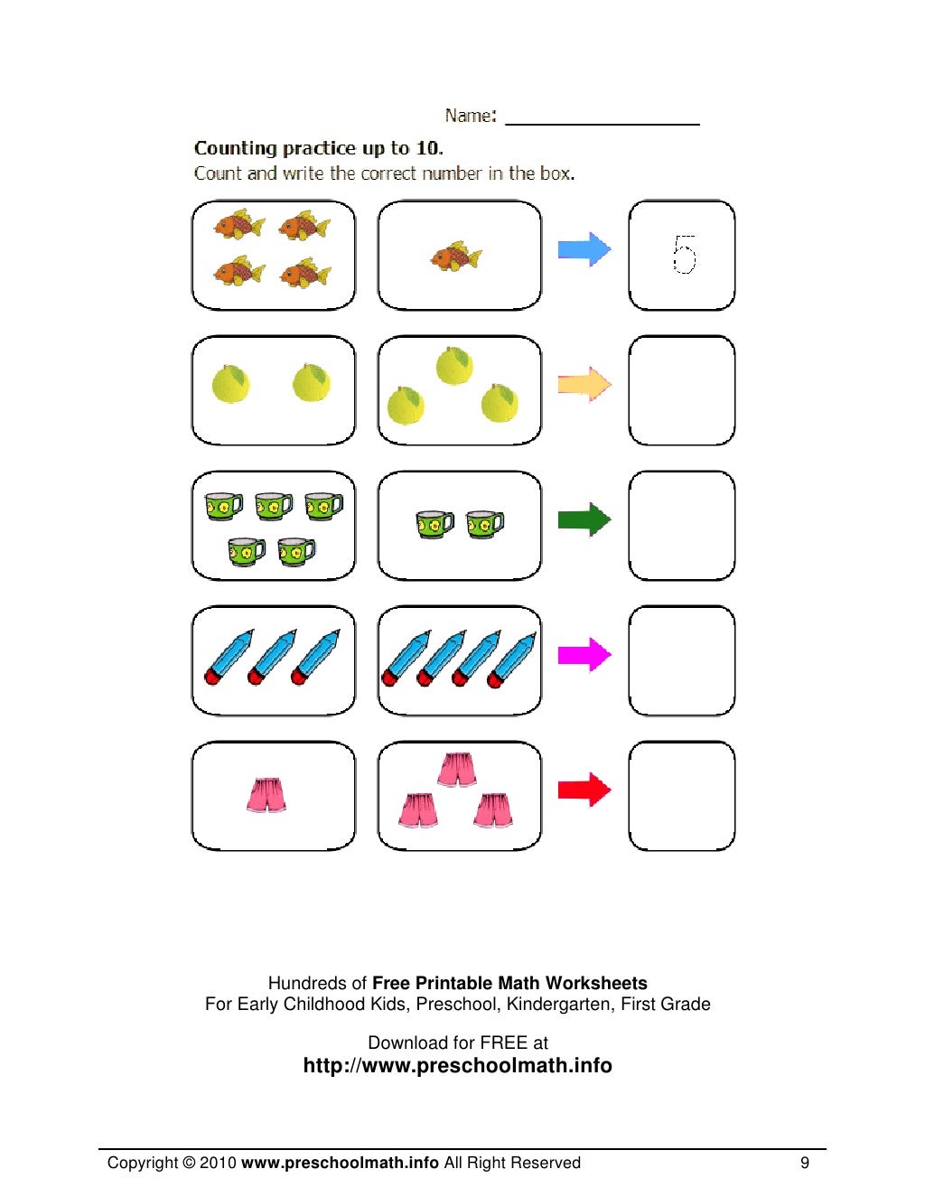 math worksheets for kindergarten and preschool