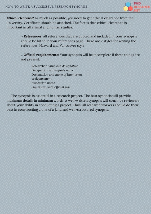 Synopsis format example picture