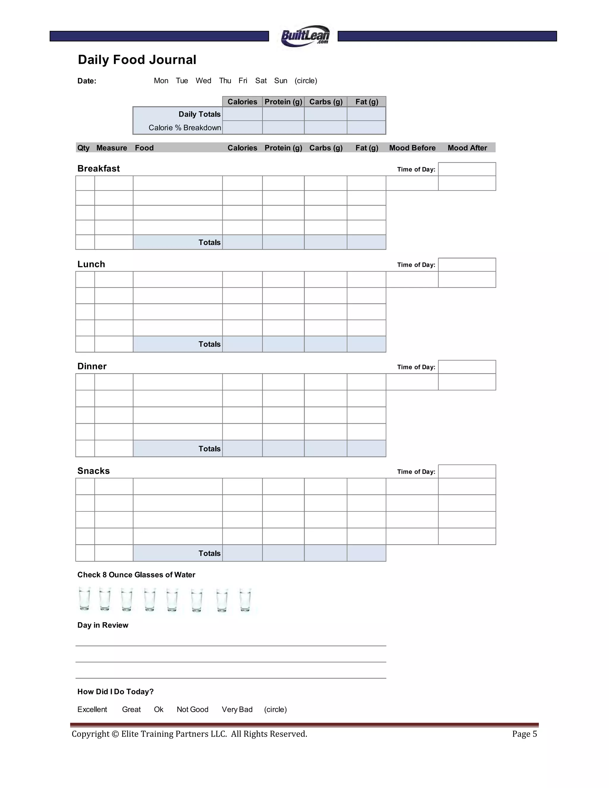 Free printable-food-diary-template | PDF