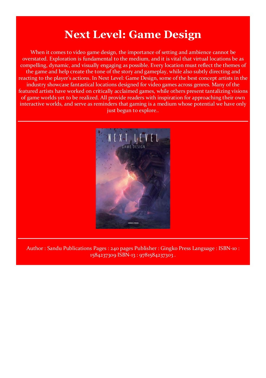 Free Read Next Level: Game Design