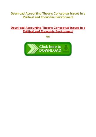 Free Read Pdf Accounting Theory Conceptual Issues In A Political And