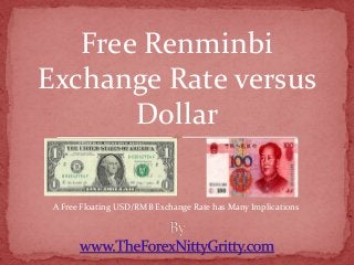 Free Renminbi
Exchange Rate versus
Dollar
A Free Floating USD/RMB Exchange Rate has Many Implications
 