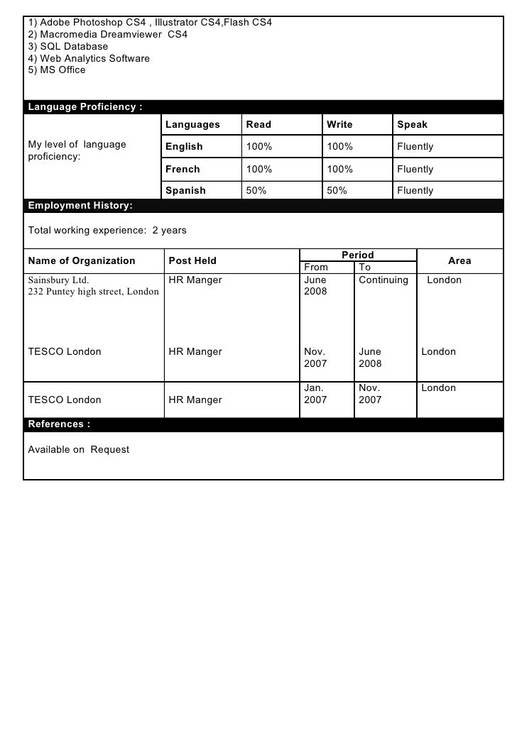 Hr skills in resume