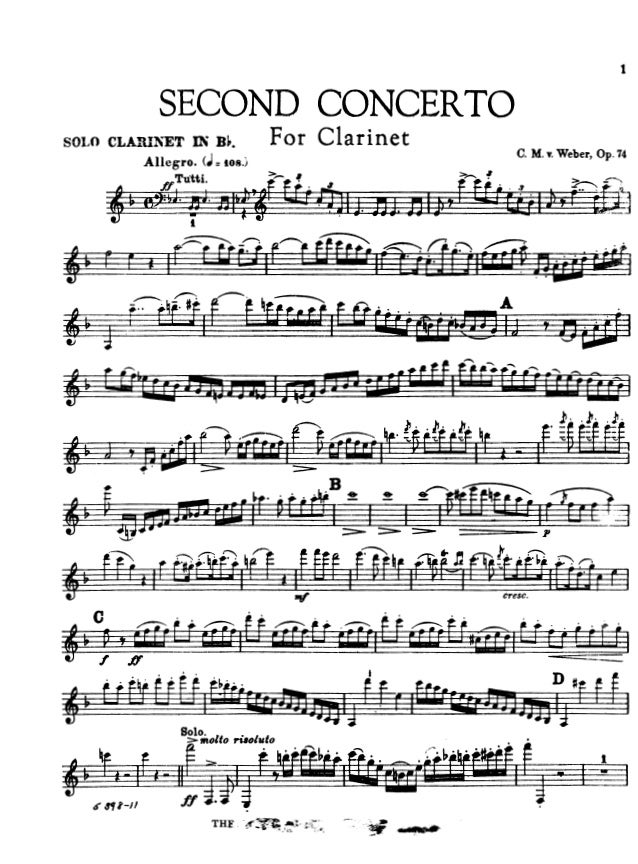 Вебер концерт для кларнета 1. Вебер Концертино для кларнета. Концертино Вебера для кларнета партия кларнета Ноты. Вебер Ноты для кларнета.