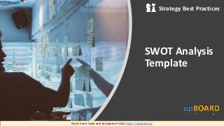 Want more tools and templates? Visit https://upboard.io/
Strategy Best Practices
SWOT Analysis
Template
 