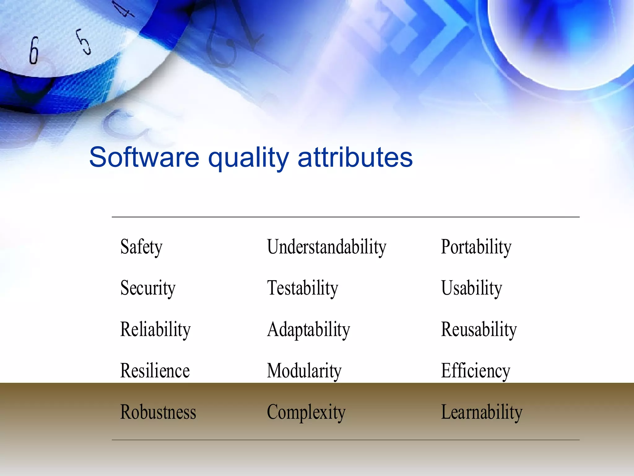Software quality attributes 