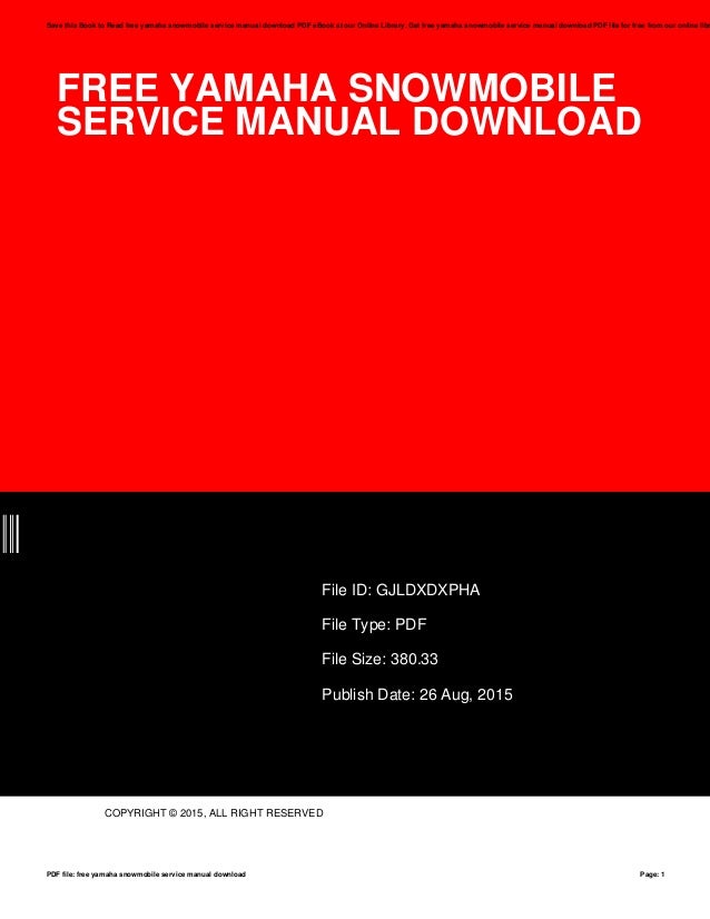 Free yamahasnowmobileservicemanualdownload