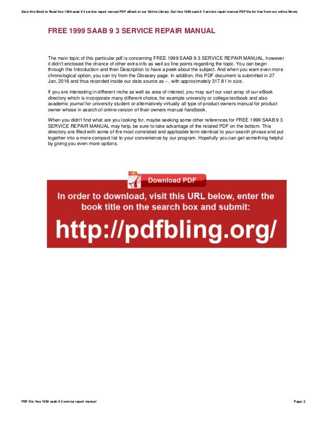 Free 1999 Saab 9 3 Service Repair Manual