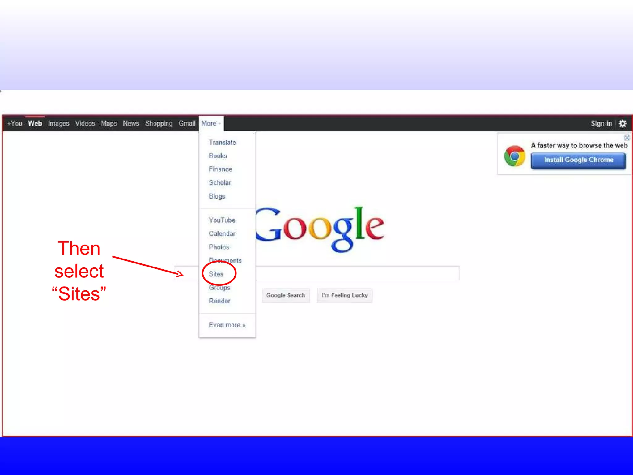 Then select “Sites” 