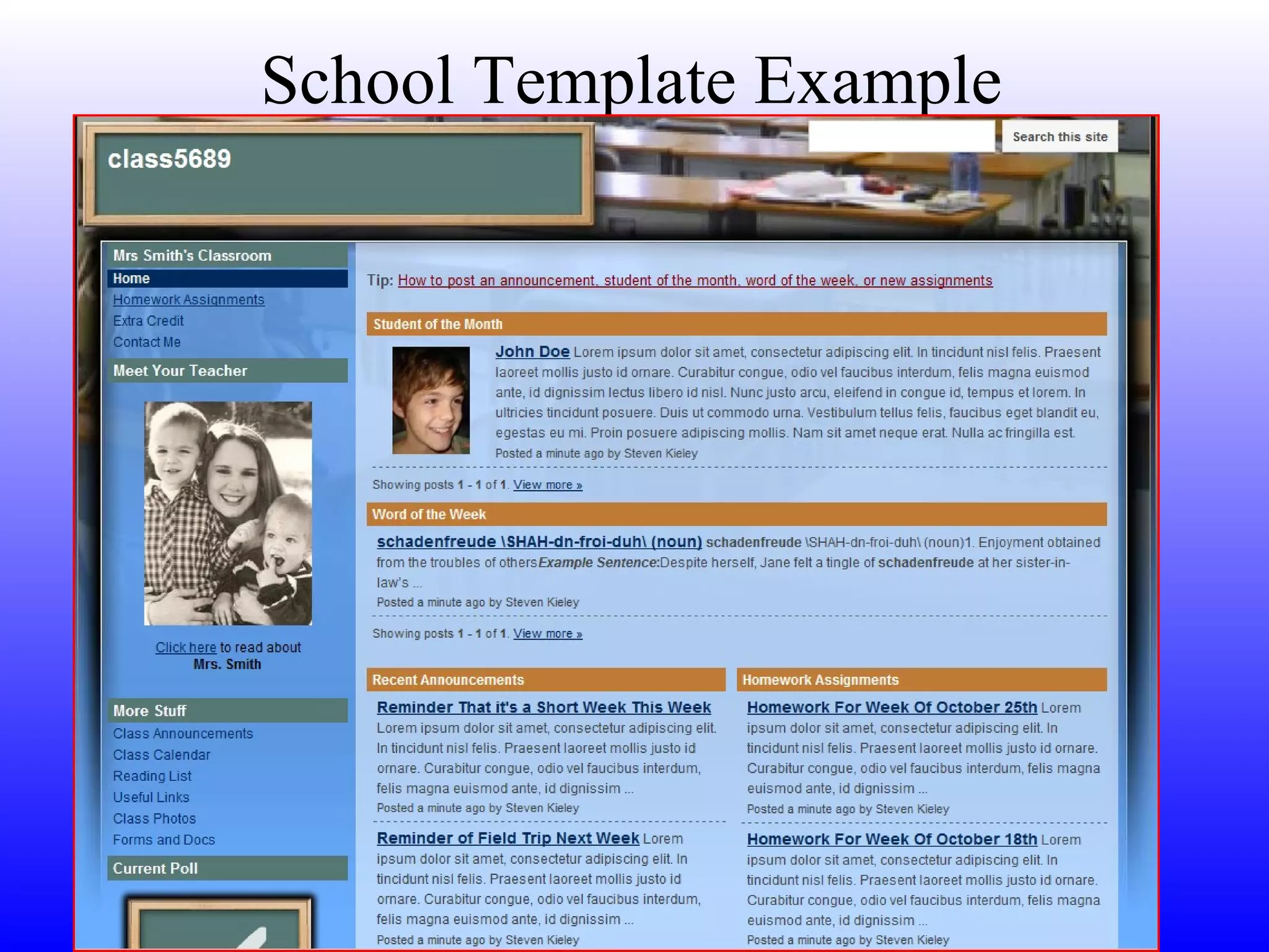 School Template Example 