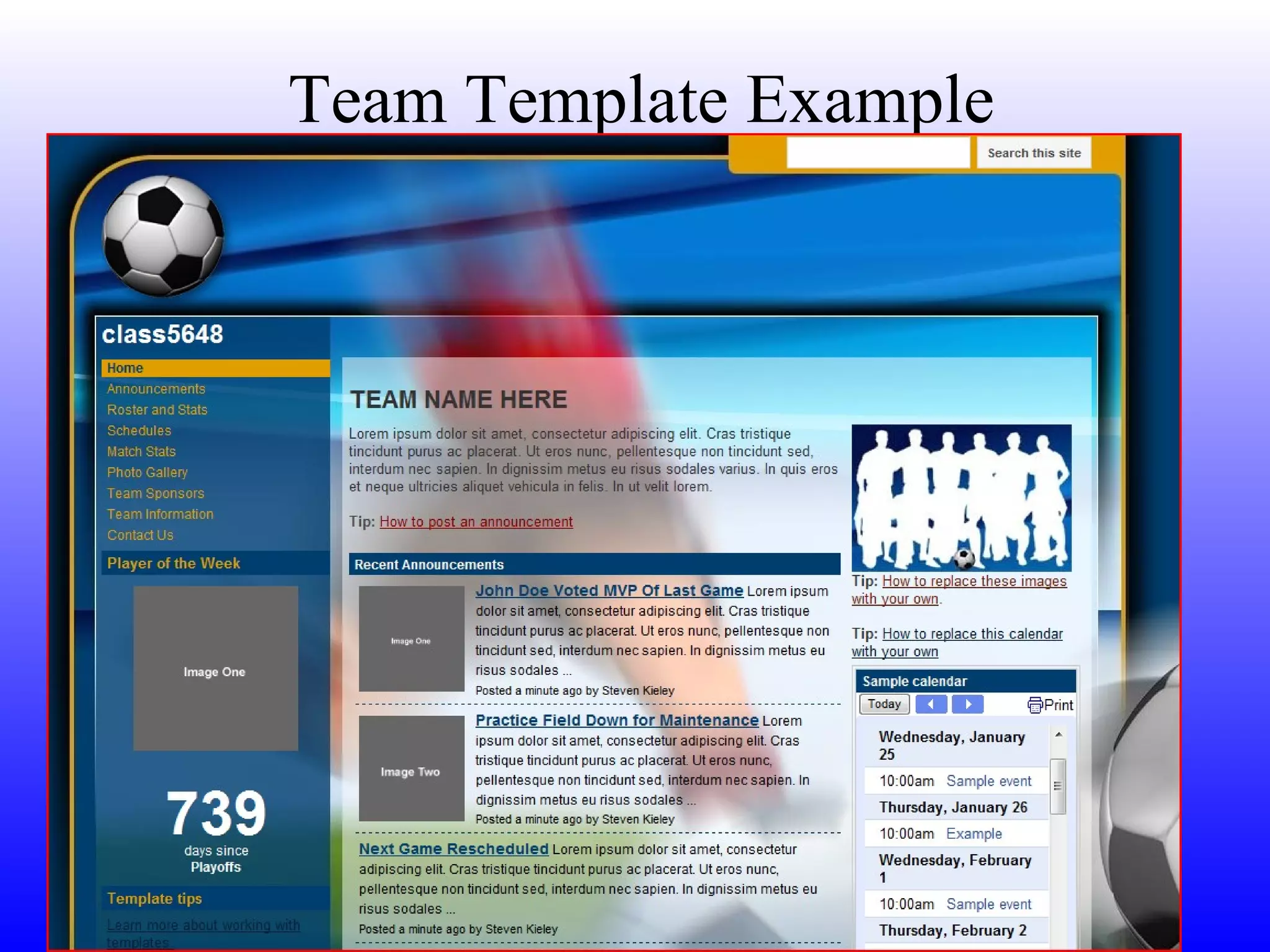 Team Template Example 