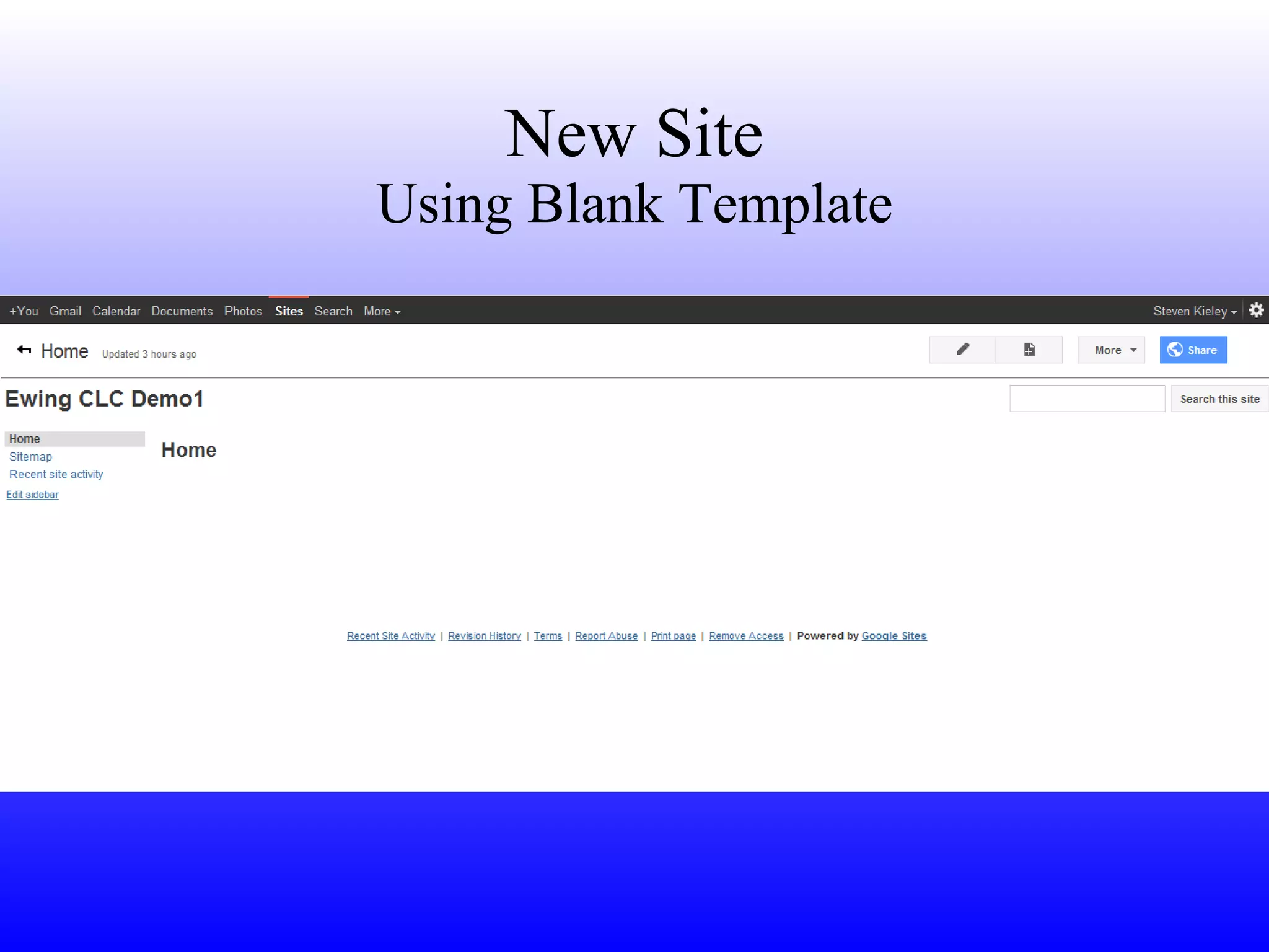 New Site Using Blank Template 
