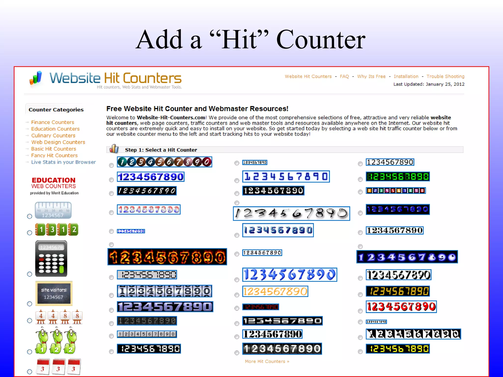 Add a “Hit” Counter 