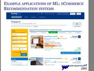 EXAMPLE APPLICATIONS OF ML: ECOMMERCE
RECOMMENDATION SYSTEMS
 
