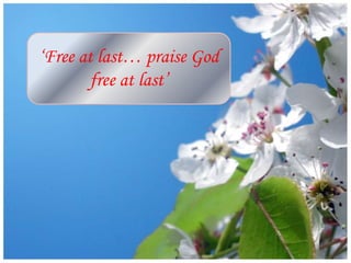 ‘Free at last… praise God
        free at last’
 