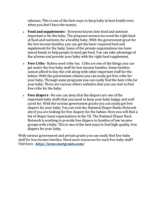 free baby stuff for low income families near me